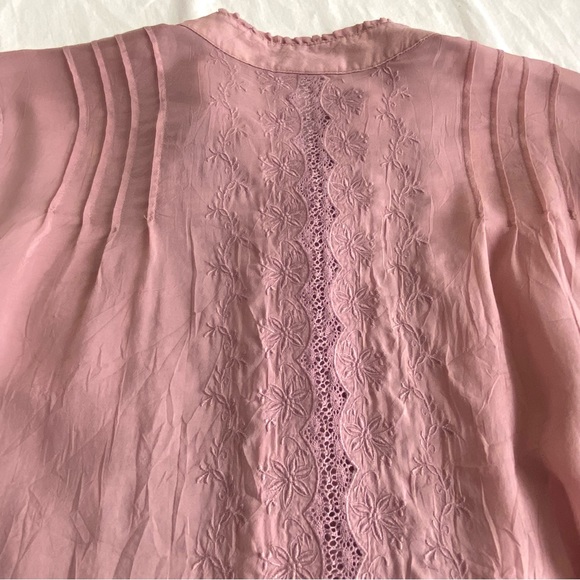 J Jill Silky Embroidered Lace Bohemian Peplum Top Blouse - Picture 11 of 13